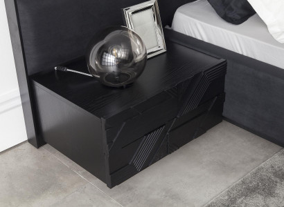 Conjunto de quarto moderno Mustat, mesa de cabeceira de 3 peças, cama de couro