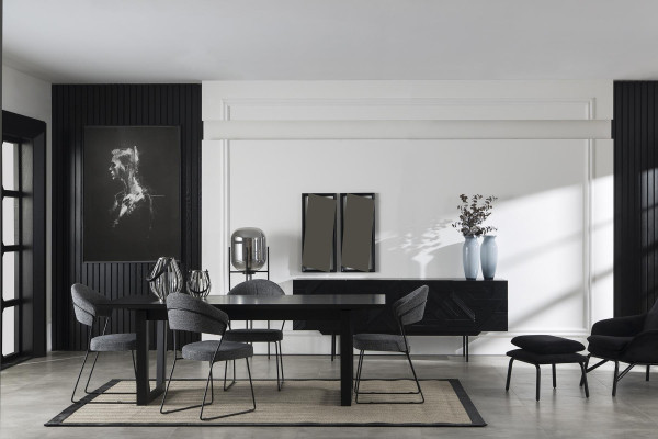 Cadeira de cozinha de couro cinza luxuosa