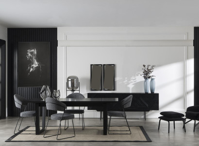 Cadeira de cozinha de couro cinza luxuosa