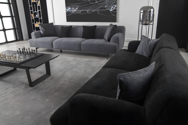 Sofá cinza para 4+1 pessoas com almofadas removíveis, 3 partes