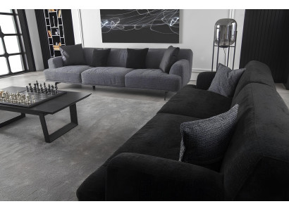 Sofá cinza para 4+1 pessoas com almofadas removíveis, 3 partes