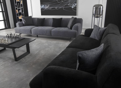 Sofá cinza para 4+1 pessoas com almofadas removíveis, 3 partes