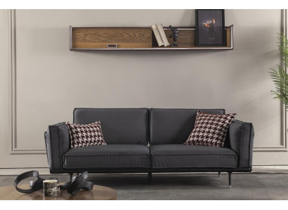 Sofá luxuoso italiano para 3 pessoas com almofadas cinzas macias