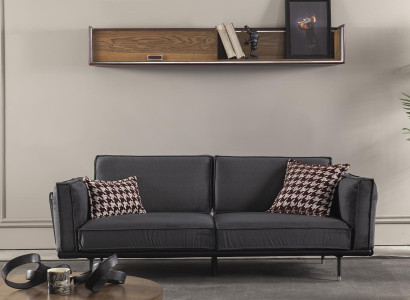 Sofá luxuoso italiano para 3 pessoas com almofadas cinzas macias