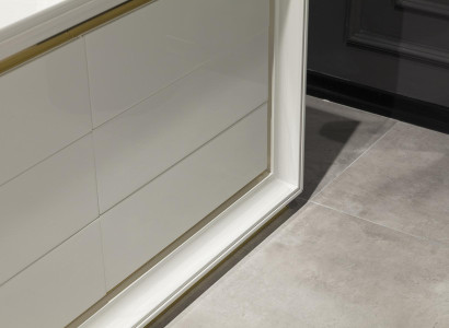 Moderna cômoda branca com espelho e gaveta de armazenamento