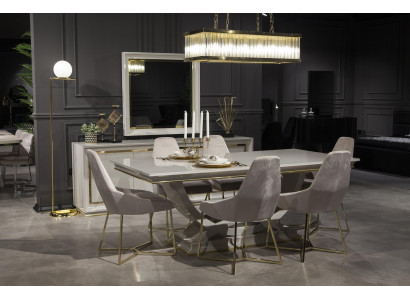 Conjunto de móveis de jantar de 9 peças