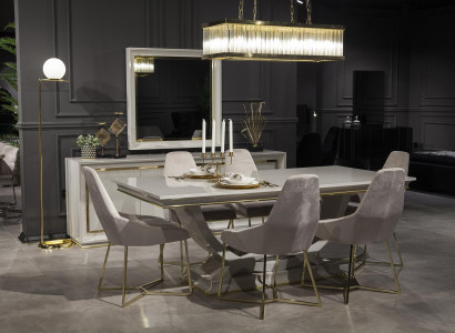 Conjunto de móveis de jantar de 9 peças