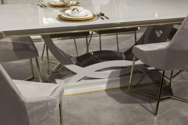 Conjunto de móveis de mesa de jantar de luxo, mesa com 6 cadeiras