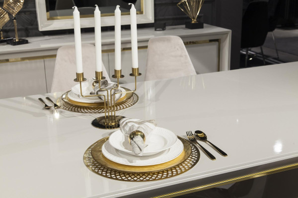 Conjunto de móveis de mesa de jantar de luxo, mesa com 6 cadeiras
