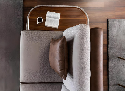 Sofá de tecido cinza para 3 pessoas com mesa de 3 peças