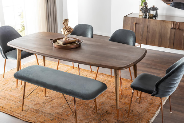 Conjunto de mesa de 10 peças com cadeiras e buffet de madeira marrom