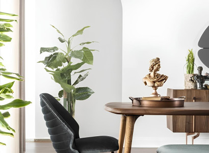 Conjunto de mesa de 10 peças com cadeiras e buffet de madeira marrom