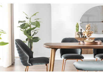 Conjunto de mesa de jantar de 8 peças com cadeiras marrons