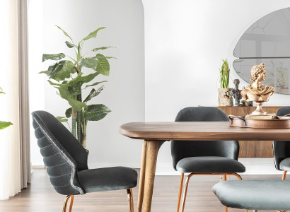 Conjunto de mesa de jantar de 8 peças com cadeiras marrons