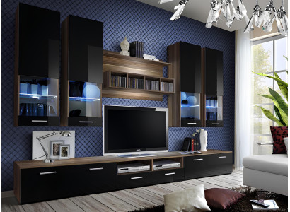 Móveis de sala de estar em madeira preta luxuosa