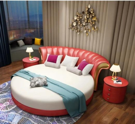 Design de cama moderno bege para o quarto