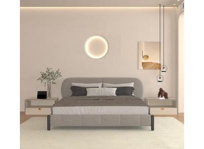 Cama de tecido cinza elegante