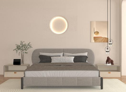 Cama de tecido cinza elegante