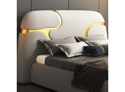 Cama moderna cinza e dourada