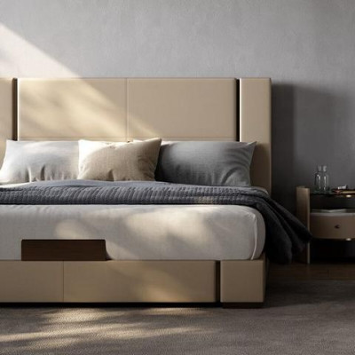 Cama de luxo moderna em bege