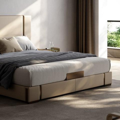 Cama de luxo moderna em bege
