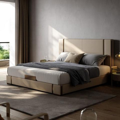 Cama de luxo moderna em bege