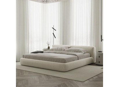 Estrutura de cama cinza elegante com design moderno