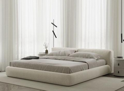 Estrutura de cama cinza elegante com design moderno