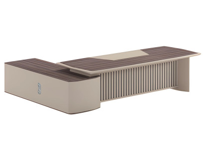 Escrivaninha moderna bege com efeito de madeira e grande superfície