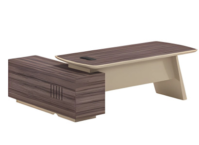 Escrivaninha moderna com aparência de madeira de carvalho e marrom, tampo e uma gaveta