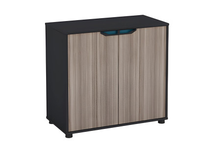 Cômoda de madeira marrom e preta