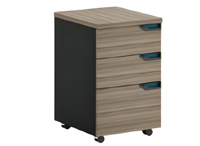 Armário móvel marrom-preto com 3 gavetas para escritório