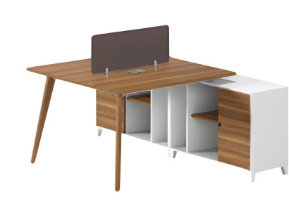 Escritório moderno com prateleira e elegante divisória