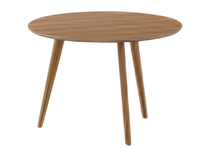 Mesa de café redonda moderna com pernas de madeira simples