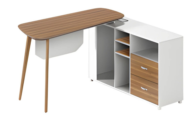 Mesa de madeira branca moderna com pernas finas