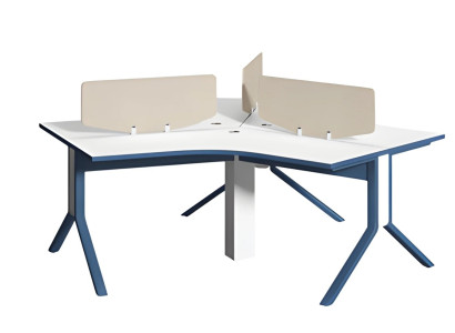 Mesa preta e branca com compartimento para organização de escritório