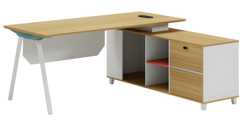 Mesa de armazenamento de madeira branca moderna