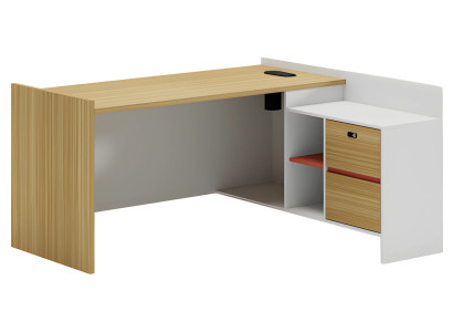 Escrivaninha moderna de madeira com armazenamento e prateleiras