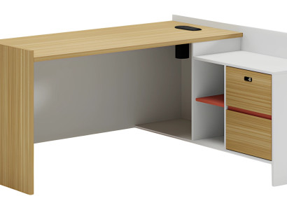 Escrivaninha moderna de madeira com armazenamento e prateleiras