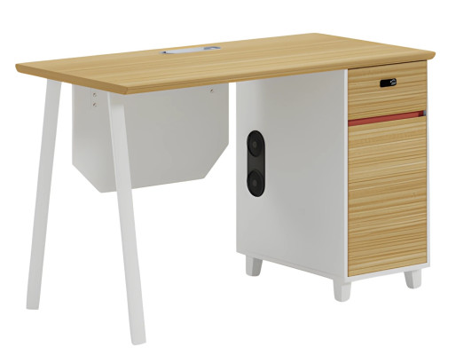 Mesa com armazenamento e pernas brancas Design moderno para escritório
