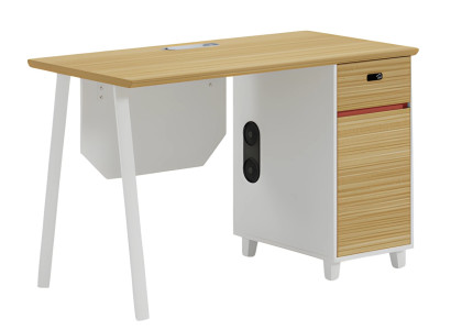 Mesa com armazenamento e pernas brancas Design moderno para escritório
