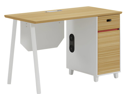 Mesa com armazenamento e pernas brancas Design moderno para escritório