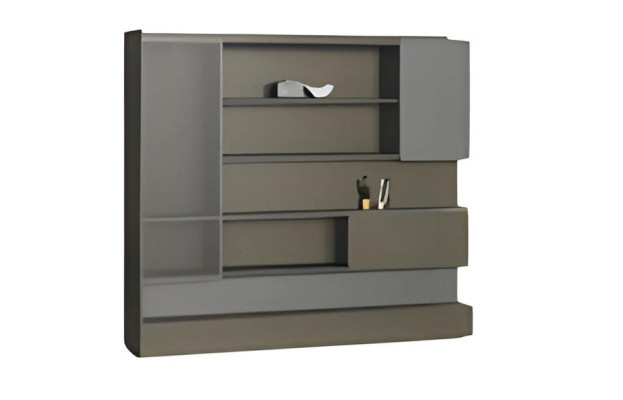 Moderna lâmpada de mesa LED preta com espaço de armazenamento