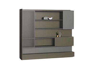 Moderna lâmpada de mesa LED preta com espaço de armazenamento