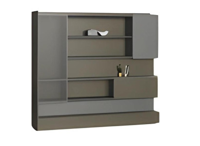 Moderna lâmpada de mesa LED preta com espaço de armazenamento