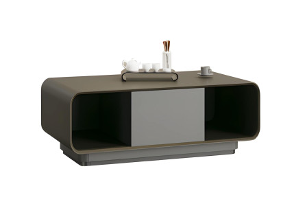 Mesa de café moderna preta e cinza com armazenamento