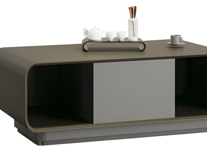 Mesa de café moderna preta e cinza com armazenamento