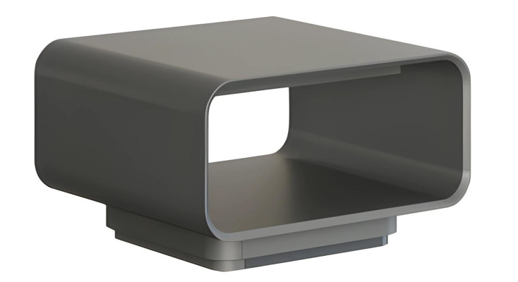 Mesa de café moderna cinza e preta com prateleira aberta em estilo minimalista