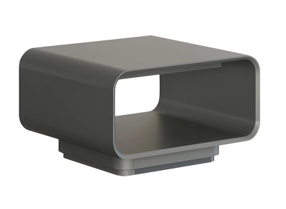 Mesa de café moderna cinza e preta com prateleira aberta em estilo minimalista