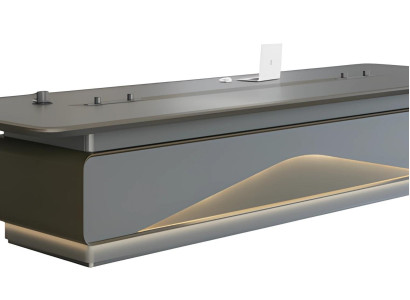 Mesa de conferência luxe com iluminação LED cinza